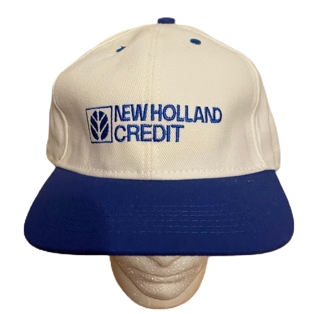 Vintage New Holland Credit Company SnapBack Trucker Hat Made in USA Blue White